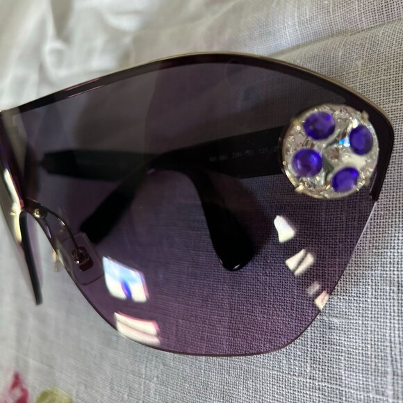 Rare Miu Miu Runway Lilac Crystal Shield Sunglasses - Almost New - Picture 5 of 8